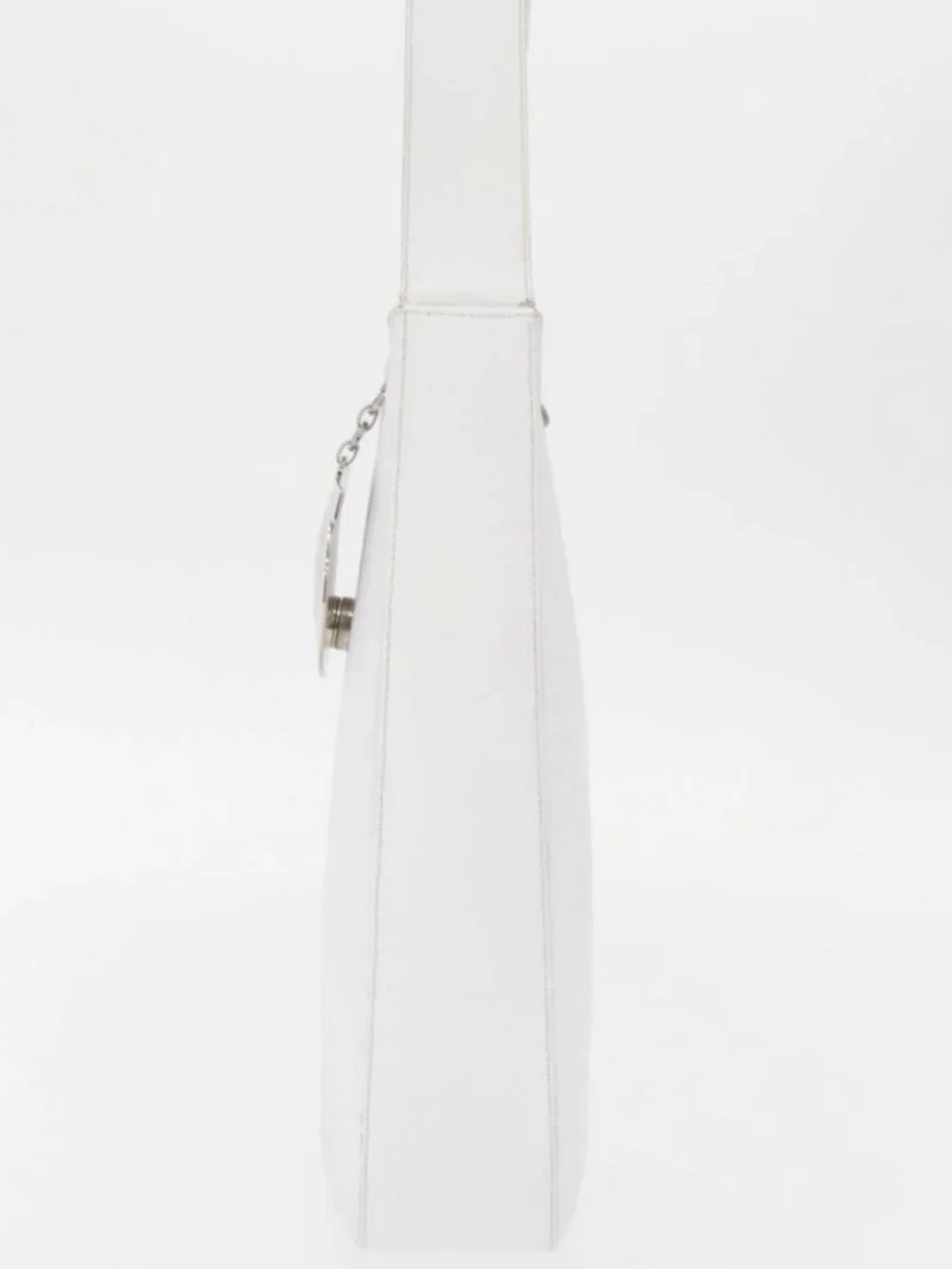 Salvatore Ferragamo Gancini Shoulder Bag Leather White Silver Auth BA9272